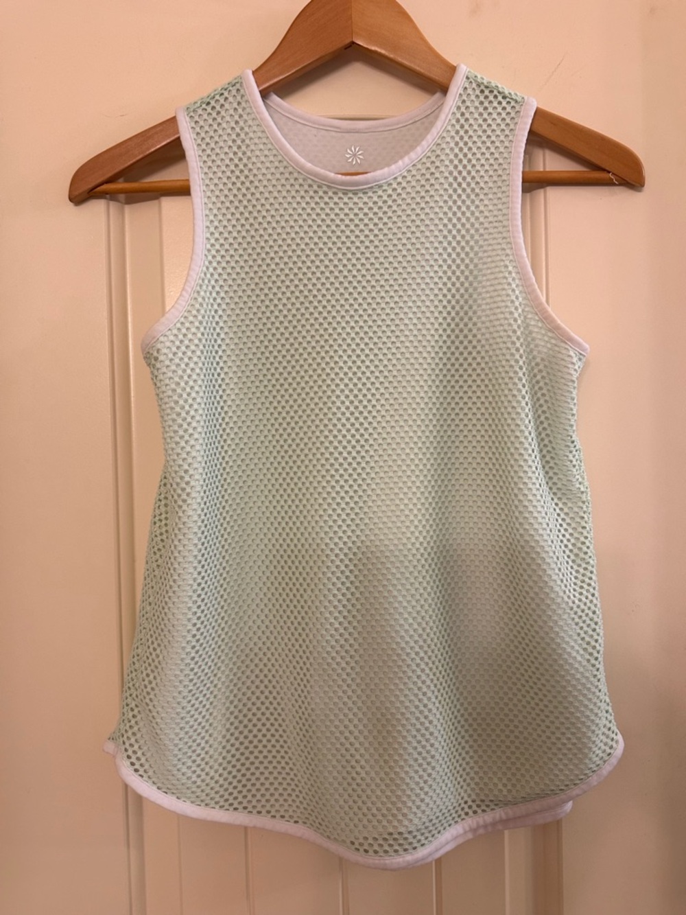 Athleta Mint Green Mesh Tank with White Trim